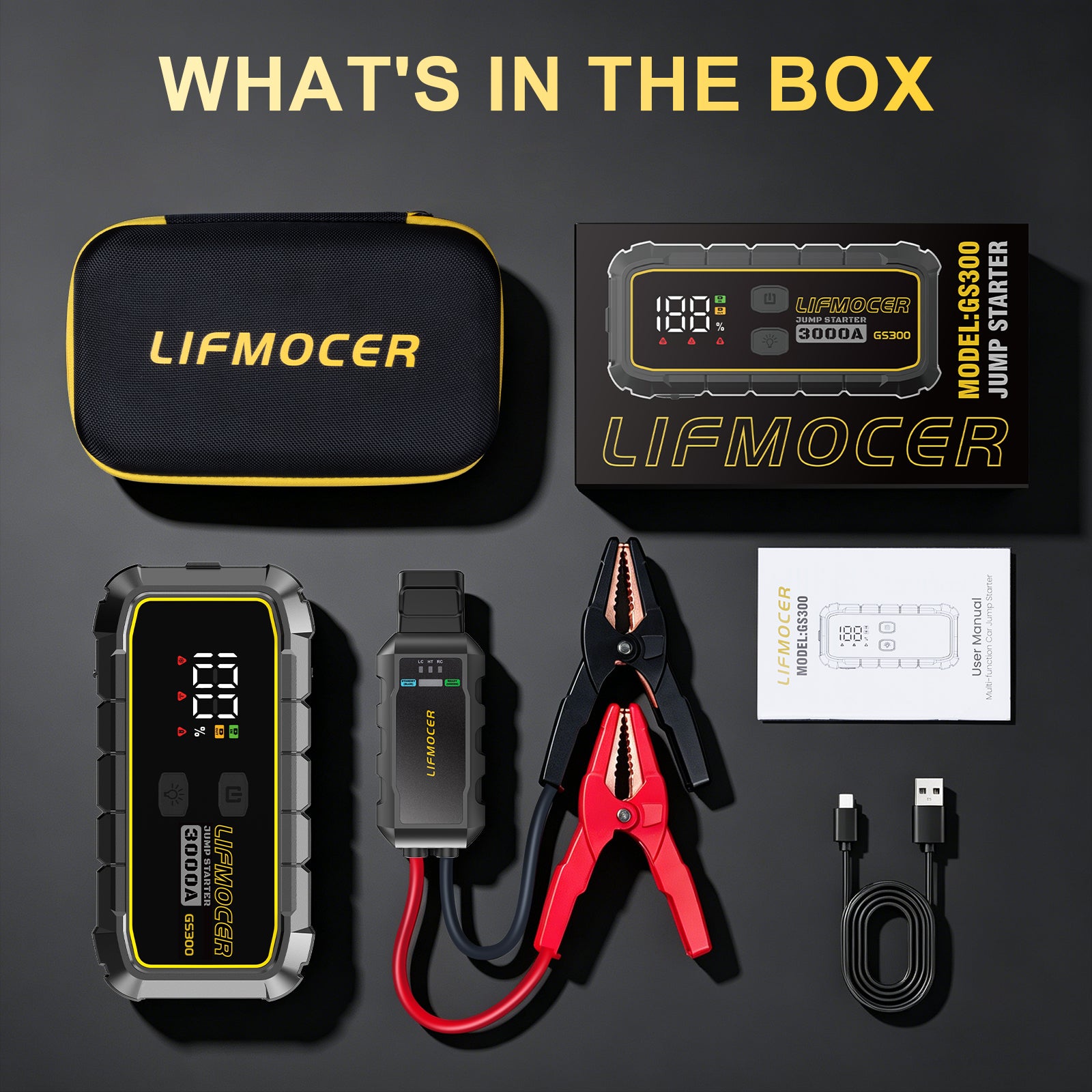 Lifmocer jump starter packing list